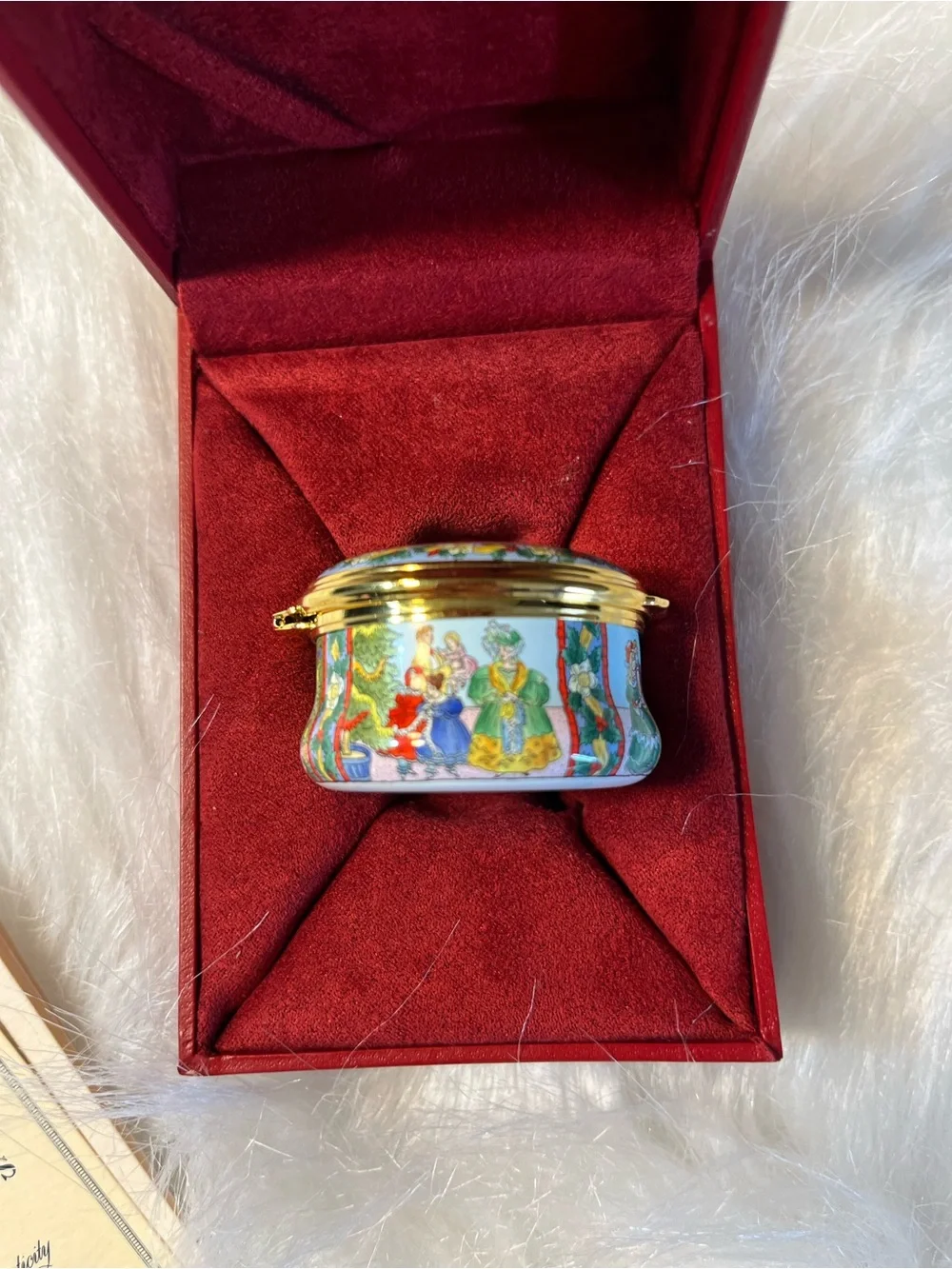 Halcyon Days Enamel Christmas 2006 Decorative Trinket Box - Red/Green
